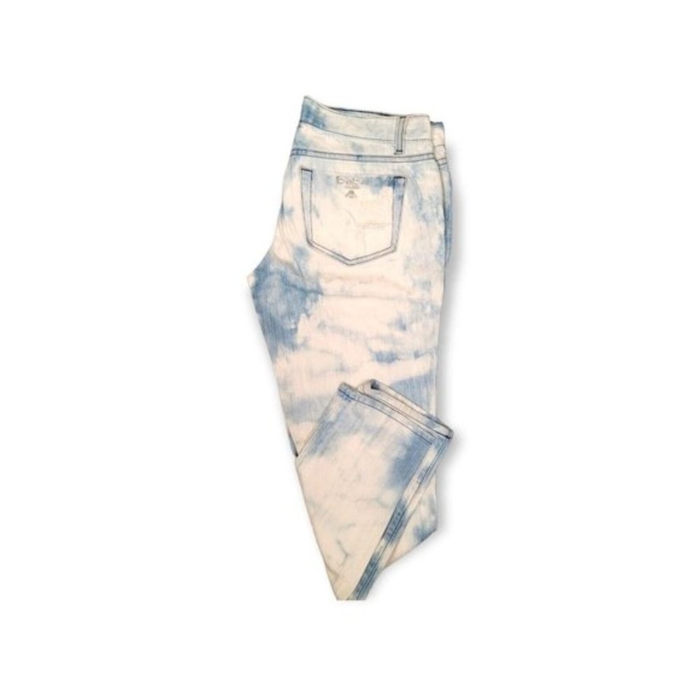 Bebe Women's White & Blue Denim Comfort Belt Loop Skinny Jeans Size 29